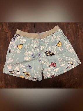 GAP Mint Blue Butterfly Print Shorts with Gold Waistband